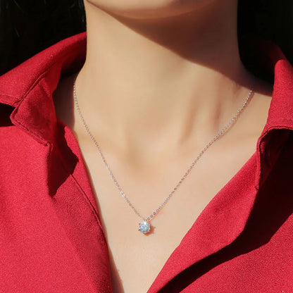 1ct D VVS1 Moissanite Pendant Necklace for Women Wedding Bridal 100% S925 Sterling Silver Necklace Plated 18K Anniversary Gift