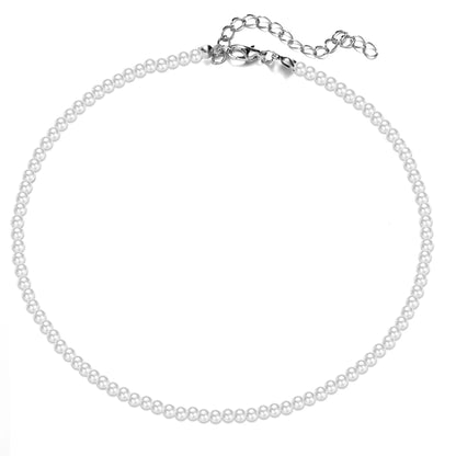 Trend 4-8mm White Pearl Chokers Necklace Clavicle Chain For Women Classic Elegant Wedding Neck Jewelry Love Pendant Gift