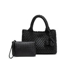 Woven Shoulder Bag for Women Vegan Leather Tote Bag Womens Crossbody Bag with Mini Handmade Purse for Travel Work
