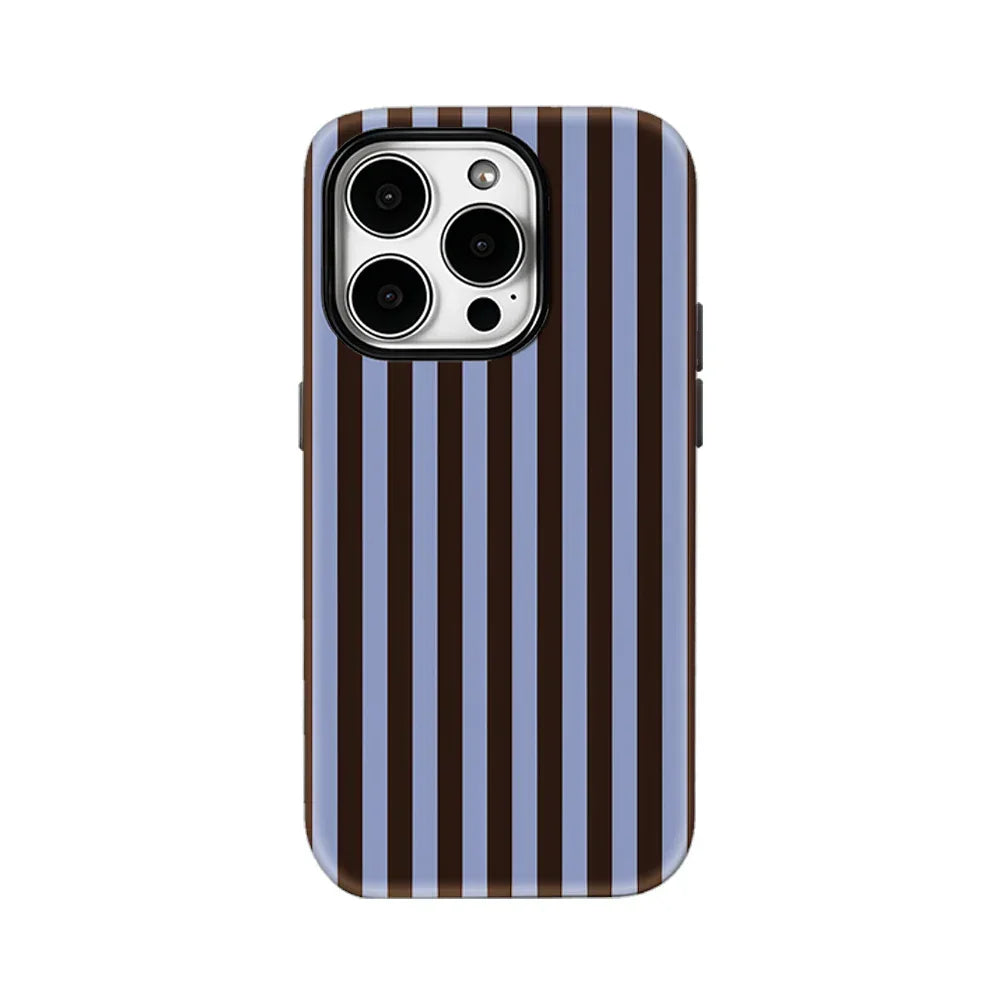 Contrasting Brown Blue Stripes Phone Case for iPhone