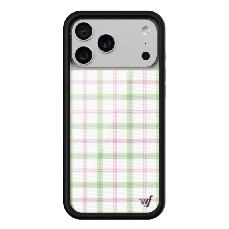 Ins Pink green grid Phone Case For iPhone