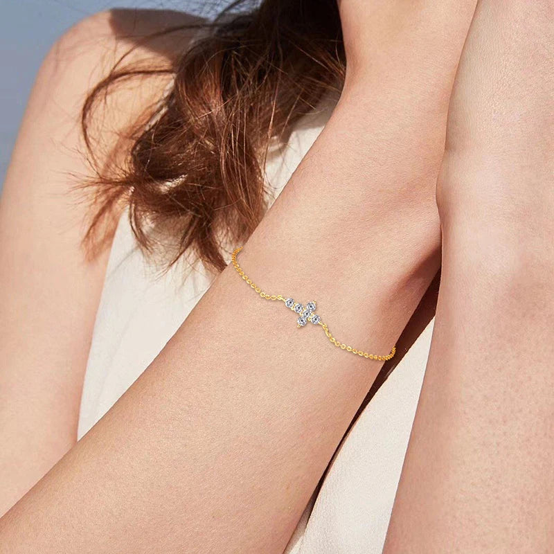 Anziw Real Moissanite Cross Bracelet 100% 925 Silver Adjustable Chain Bracelets for Women and Men Charm Jewelry Christmas Gifts