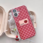 INS Red Checkers Little-Joys 3D Tomato & Label With Dangles Phone Case for iPhone