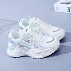 Women Platform Flat Shoes 2024 New Woman Green Casual Mesh Breathable Shoes Chunky Sneakers Women's Daily Running Shoes