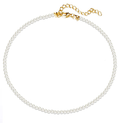 Trend 4-8mm White Pearl Chokers Necklace Clavicle Chain For Women Classic Elegant Wedding Neck Jewelry Love Pendant Gift
