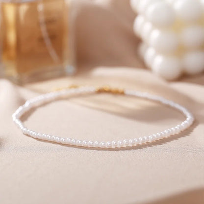 Trend 4-8mm White Pearl Chokers Necklace Clavicle Chain For Women Classic Elegant Wedding Neck Jewelry Love Pendant Gift