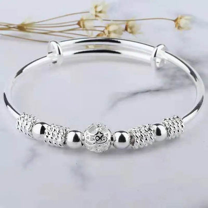 925 Sterling Silver Full-blown Flowers Bracelet For Women Original Texture Adjustable Solid Bracelets Light Luxury Party Jewelry - Imbasat