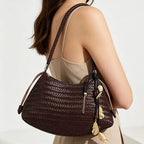 Woven Shoulder Bag for Women Crossbody Tote Bag Handbag 2026 New Vegan Leather Purse Woven Hobo Bag Pendant Versatile Bags