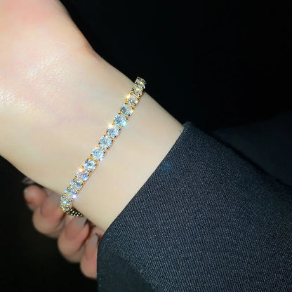 Anziw 3mm D Color VVS1 Moissanite Bracelet Original Certified 925 Silver Tennis Bracelets 18k Gold Plated for Women Man Jewelry