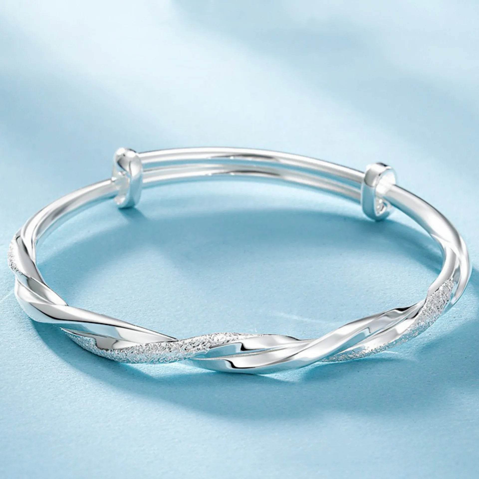 925 Sterling Silver Full-blown Flowers Bracelet For Women Original Texture Adjustable Solid Bracelets Light Luxury Party Jewelry - Imbasat