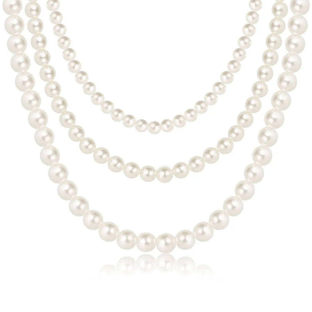 Trend 4-8mm White Pearl Chokers Necklace Clavicle Chain For Women Classic Elegant Wedding Neck Jewelry Love Pendant Gift