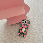 Chic Pink Hearts 3D Ring strap Case for iPhone