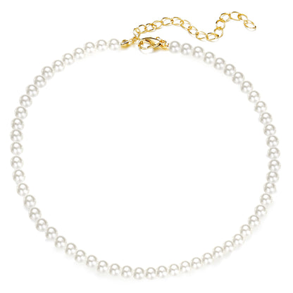 Trend 4-8mm White Pearl Chokers Necklace Clavicle Chain For Women Classic Elegant Wedding Neck Jewelry Love Pendant Gift
