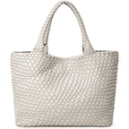 Woven Tote Bag Womens Purse Vegan Leather Shoulder Handbags - Fashion Summer Beach Tote Bags - Large Travel Totes