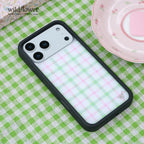 Ins Pink green grid Phone Case For iPhone