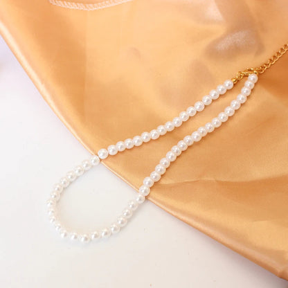 Trend 4-8mm White Pearl Chokers Necklace Clavicle Chain For Women Classic Elegant Wedding Neck Jewelry Love Pendant Gift
