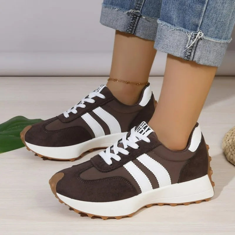 Women's Fashion Chunky Thick Sole Hidden Heel Daddy Sneakers Versatile Lace Up Casual Sports Walking Shoes For Daily Wear