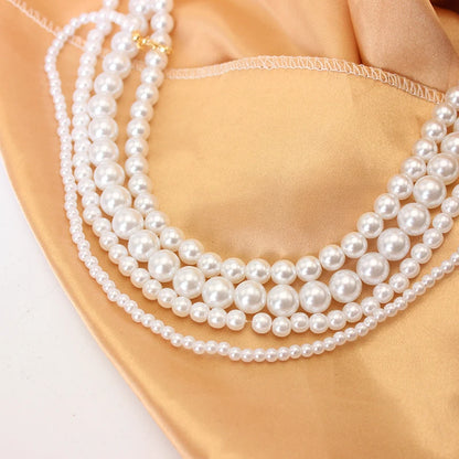 Trend 4-8mm White Pearl Chokers Necklace Clavicle Chain For Women Classic Elegant Wedding Neck Jewelry Love Pendant Gift