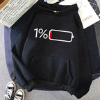 Women's Battery Low Print Long Sleeve Hoodies Autunm Winter Casual Sweatshirt Funny Graphic Y2k Hooded Streetwear Y2k Clothing