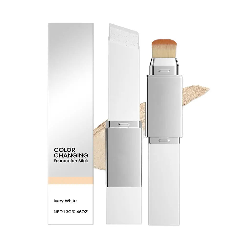 2 in 1 Color Changing Foundation Stick Smart Shade Adjusting Lightweight Creamy Formula Natural Matte Finish Buildable Coverage