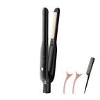 2-in-1 Mini Hair Straightener & Curler - Ceramic Fast Heating 140-220°C - Portable Flat Iron for Short Hair Travel Styling