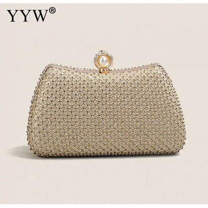 2023 Trend Evening Clutch Bags Women Shinny Clutches Purse Crystal Wedding Chain Shoulder Handbags Golden Moon Luxury Sac A Main - Imbasat