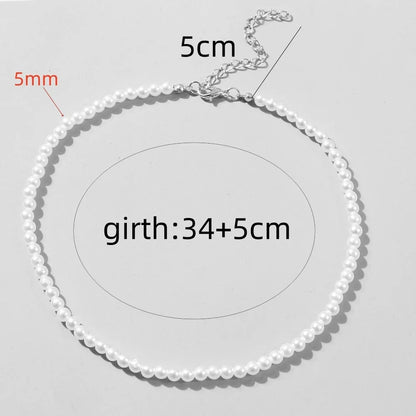 Trend 4-8mm White Pearl Chokers Necklace Clavicle Chain For Women Classic Elegant Wedding Neck Jewelry Love Pendant Gift