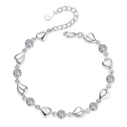 925 Sterling Silver Bracelet Pearls Knots Bracelet for Women Fashion Heart Pearls Irregular Bracelet Luxury Party Jewelry Gift - Imbasat
