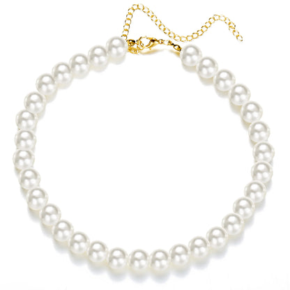 Trend 4-8mm White Pearl Chokers Necklace Clavicle Chain For Women Classic Elegant Wedding Neck Jewelry Love Pendant Gift