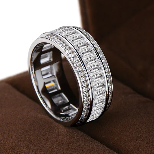 ANZIW Luxury 5A CZ Full Eternity Ring Band Silver 925 Wide Wedding Promise Rings for Women Men Zircon Diamond Engagement Jewelry