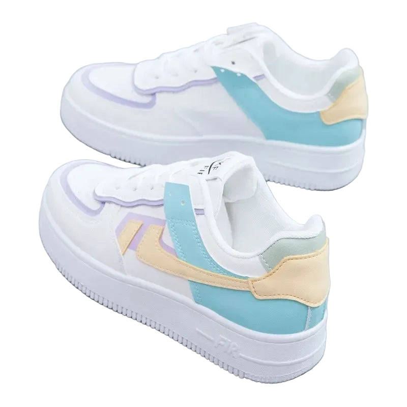 Lace-up Flat Casual Shoes Comfortable Thick-soled Round-toe Breathable