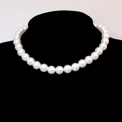Trend 4-8mm White Pearl Chokers Necklace Clavicle Chain For Women Classic Elegant Wedding Neck Jewelry Love Pendant Gift