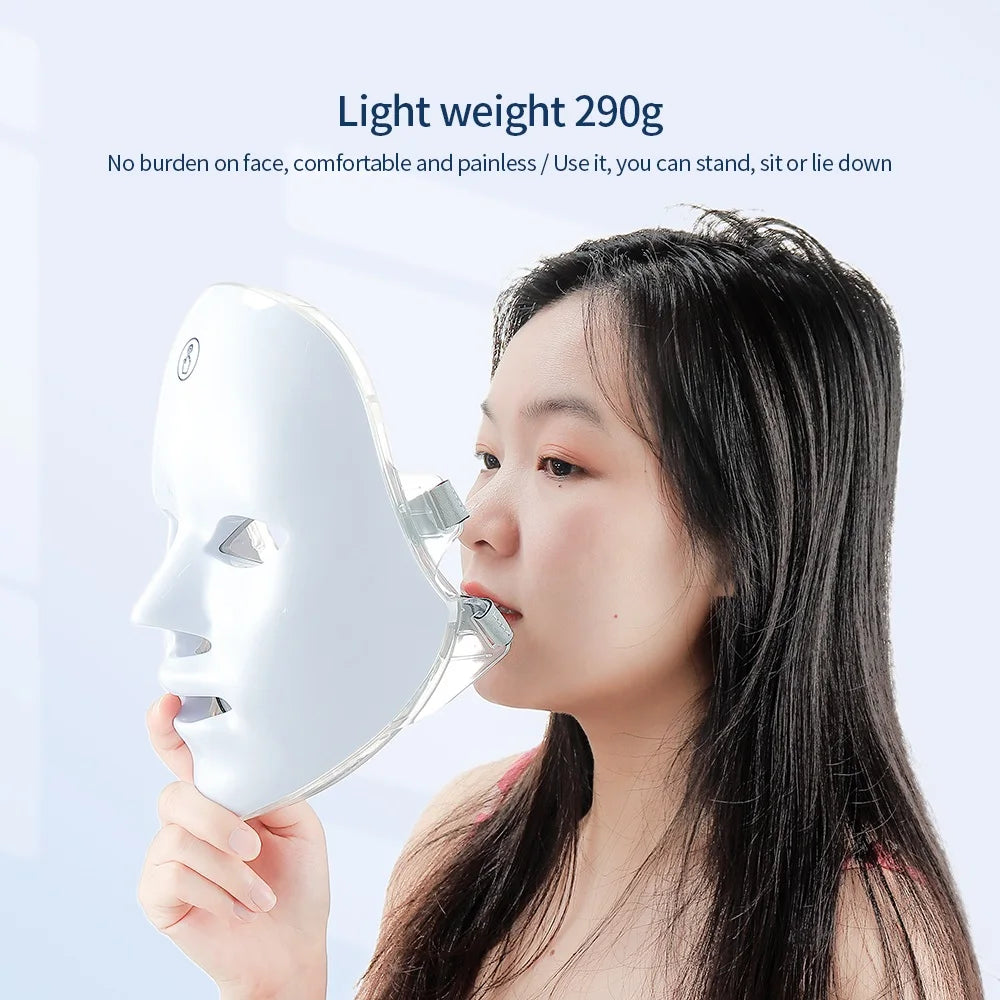 Rechargeable Facial LED Mask 7 Colors LED Photon Therapy Skin Rejuvenation