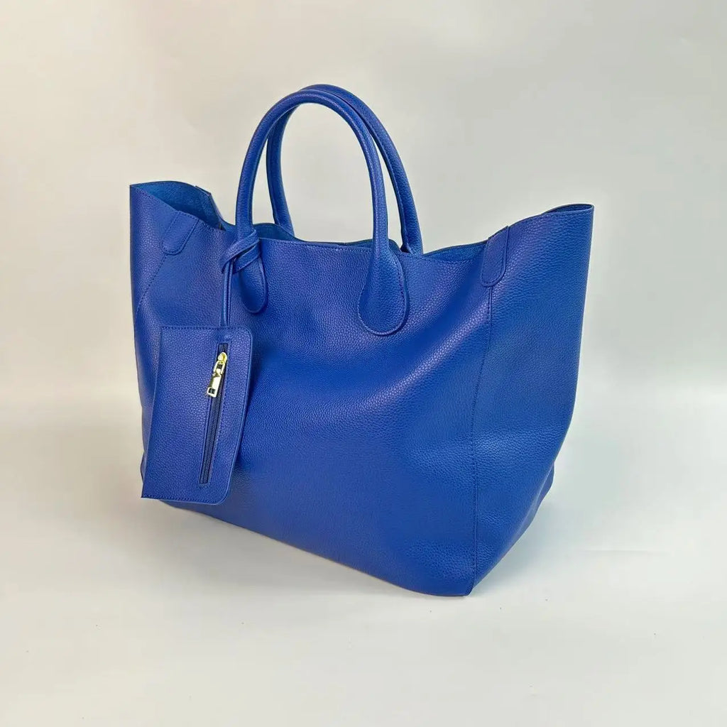 Ladies' fashionable vegan leather oversized handbag with large capacity, simple and versatile shopping bag