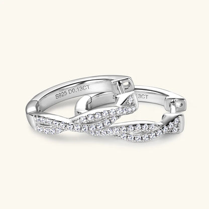 Anziw Infinity Eternity Earrings 925 Sterling Silver 1mm Moissanite Twisted Hoop Earrings for Women 2024 Jewelry New Trendy Gift
