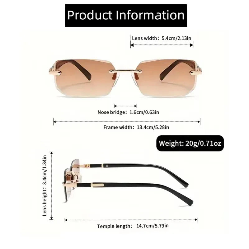 Rimless Sunglasses Rectangle Frame