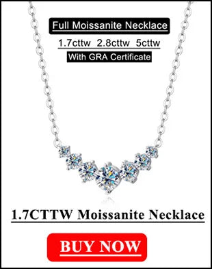 1ct D VVS1 Moissanite Pendant Necklace for Women Wedding Bridal 100% S925 Sterling Silver Necklace Plated 18K Anniversary Gift