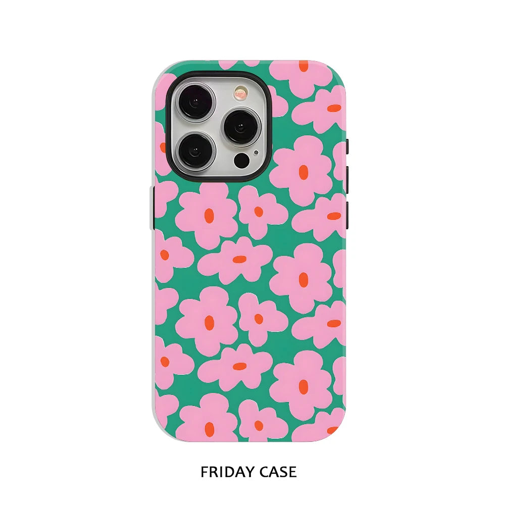 INS Retro Geometric Floral Phone Case for iPhone
