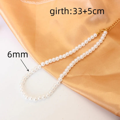 Trend 4-8mm White Pearl Chokers Necklace Clavicle Chain For Women Classic Elegant Wedding Neck Jewelry Love Pendant Gift