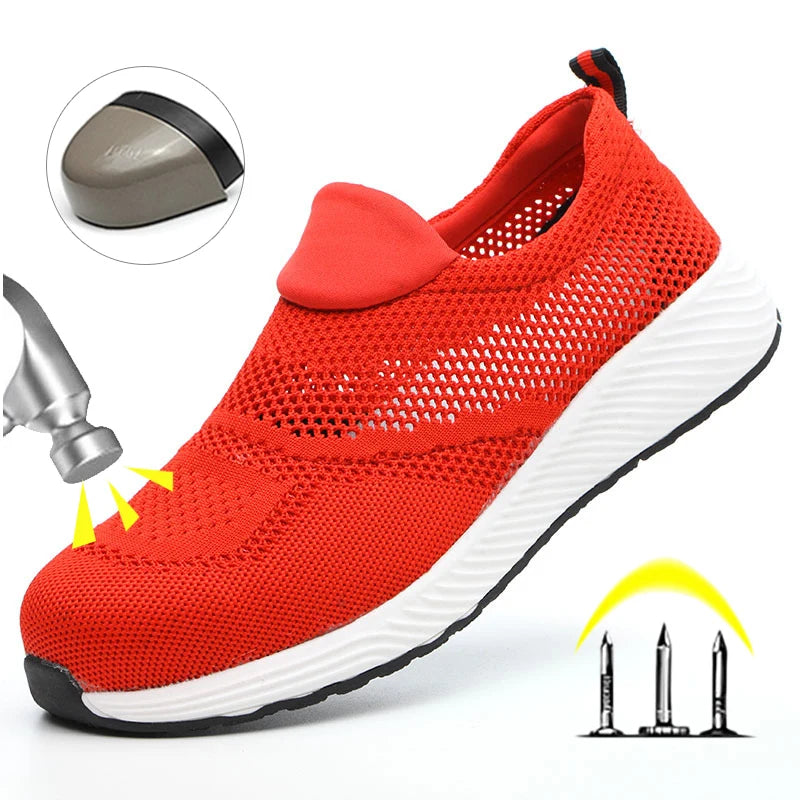 Mesh Lightweight Work Sneakers Steel Toe Men Women Work Safety Shoes Breathable